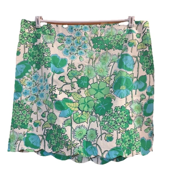 TALBOTS Women’s 22 Skirt Scalloped Floral Print Retro Preppy  Boho NWT - Picture 2 of 11